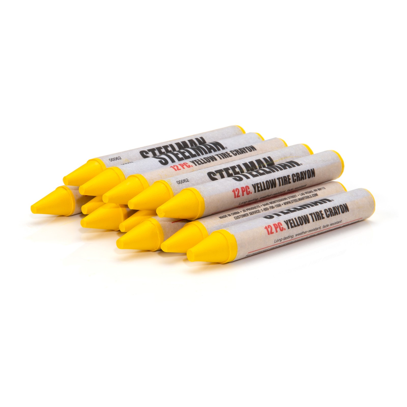 Steelman Yellow Tire Glass Automotive Marking Crayons, Box of 12 00062