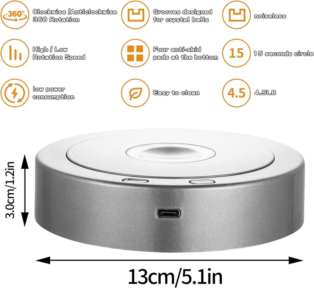 Rotating Display Stand - Spinning with Colored Lights - silver