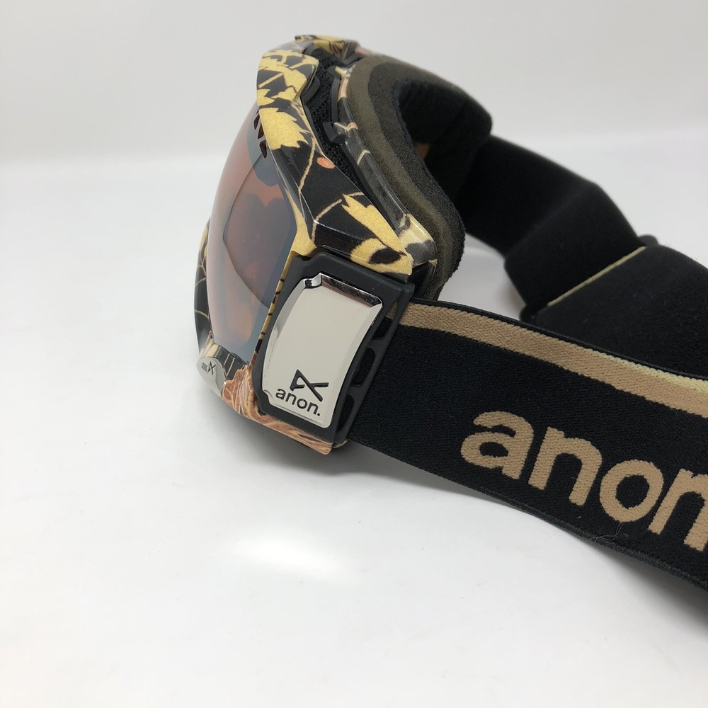 Anon Snowboard Ski Goggles Black Yellow Leaf Plants Pattern Please Read Below