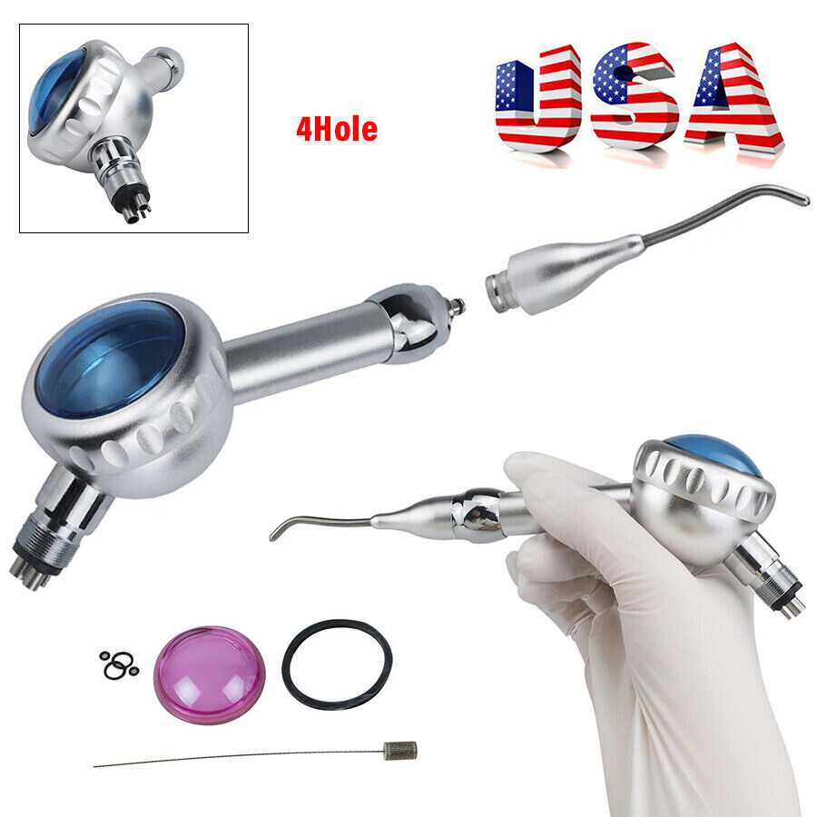 2X Dental Air Polisher Teeth Polishing Handpiece Hygiene Prophy 4 Holes w/ Tips