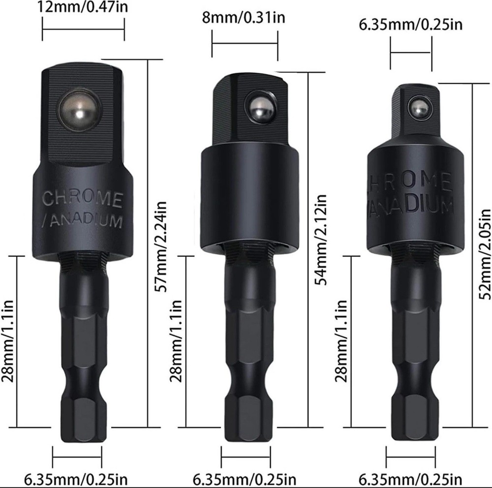 105° Right Angle Drill Adapter Set - 4-in-1 Socket Extensions for Tight Spaces