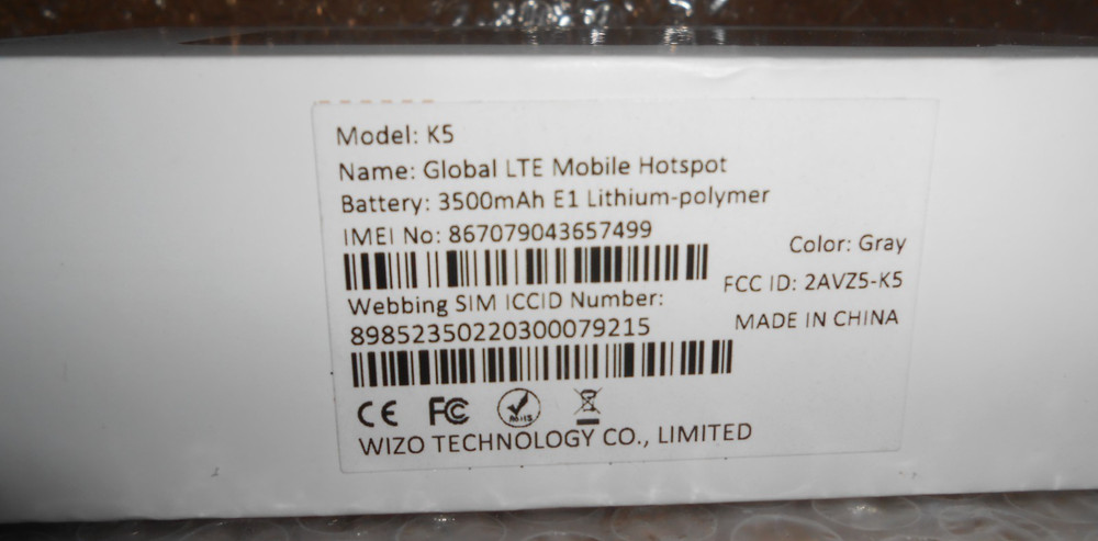 KiMiFi Global LTE Mobile Hotspot K5 Grey
