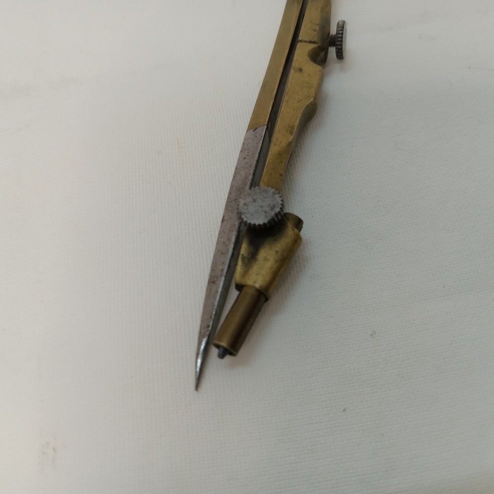 Vintage Brass Compass Navigational Divider Drafting Tool 3-7/8" long