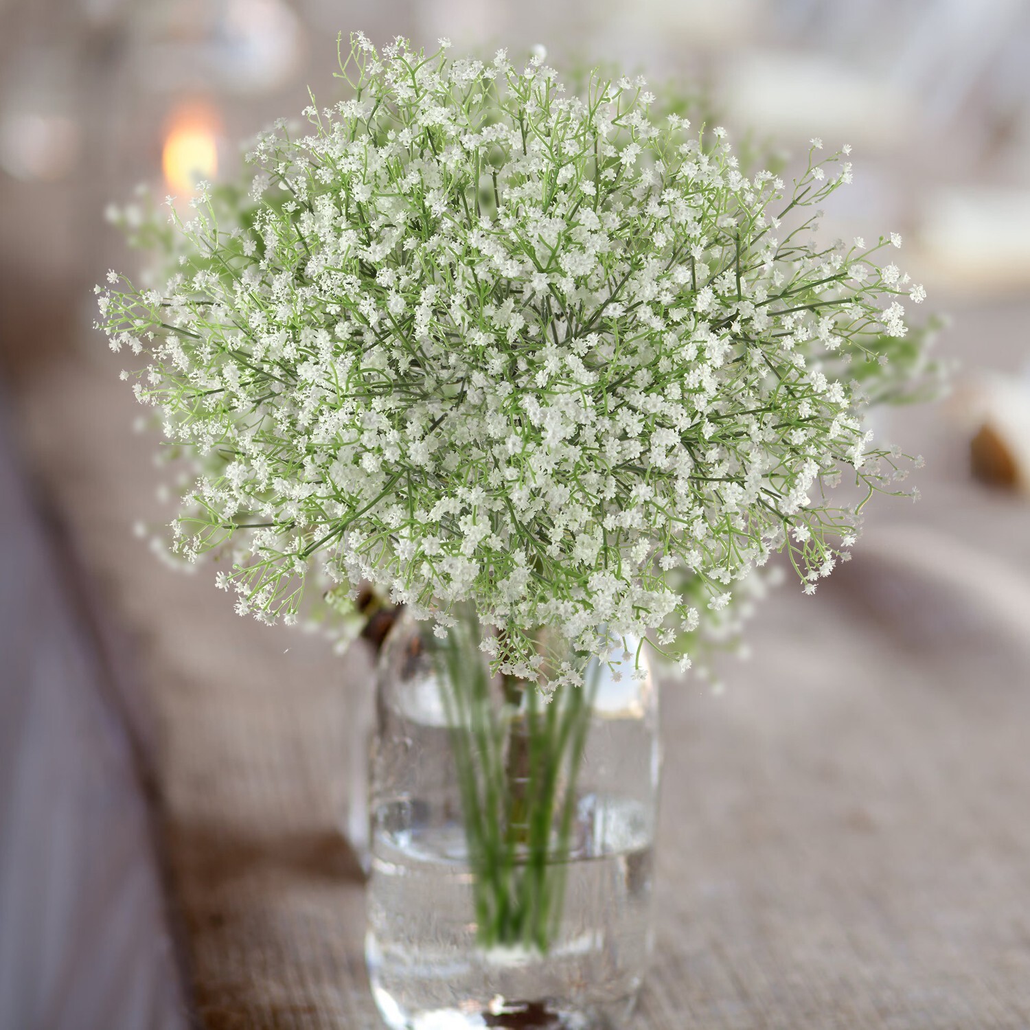 EZFLOWERY 12 Pcs Artificial Baby Breath Flowers, Gypsophila Real Touch, White