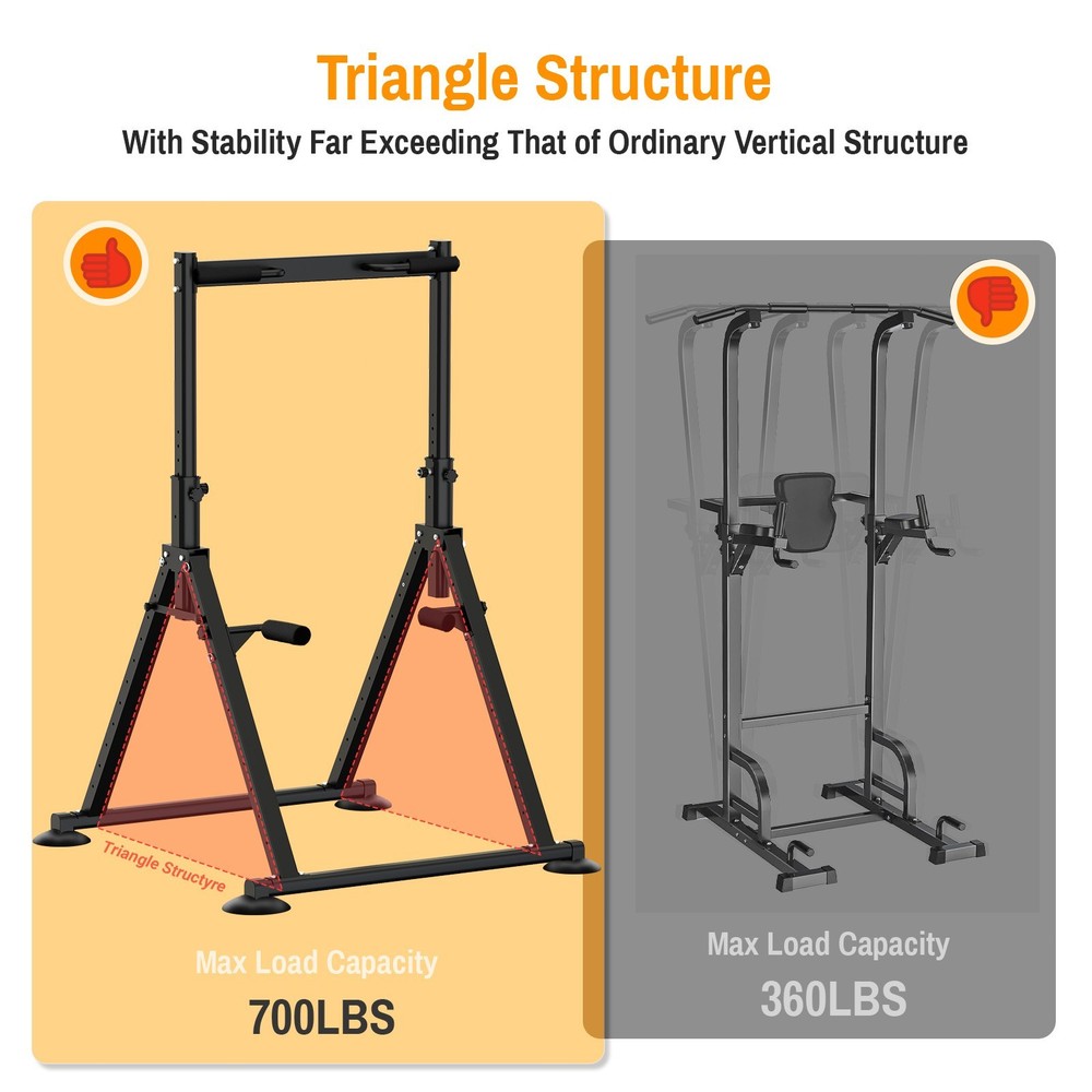 LEASBAR Power Tower Pull Up Bar Stand, Adjustable Height Pull Up Dip Station