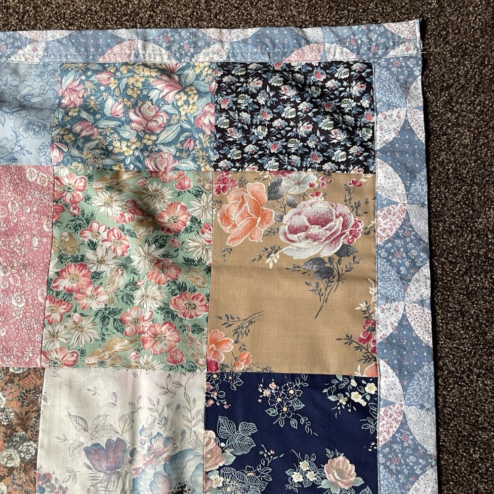 Patchwork Lap Quilt Wall Hanging Handcrafted Machine Stitched 44 x 46 MINT