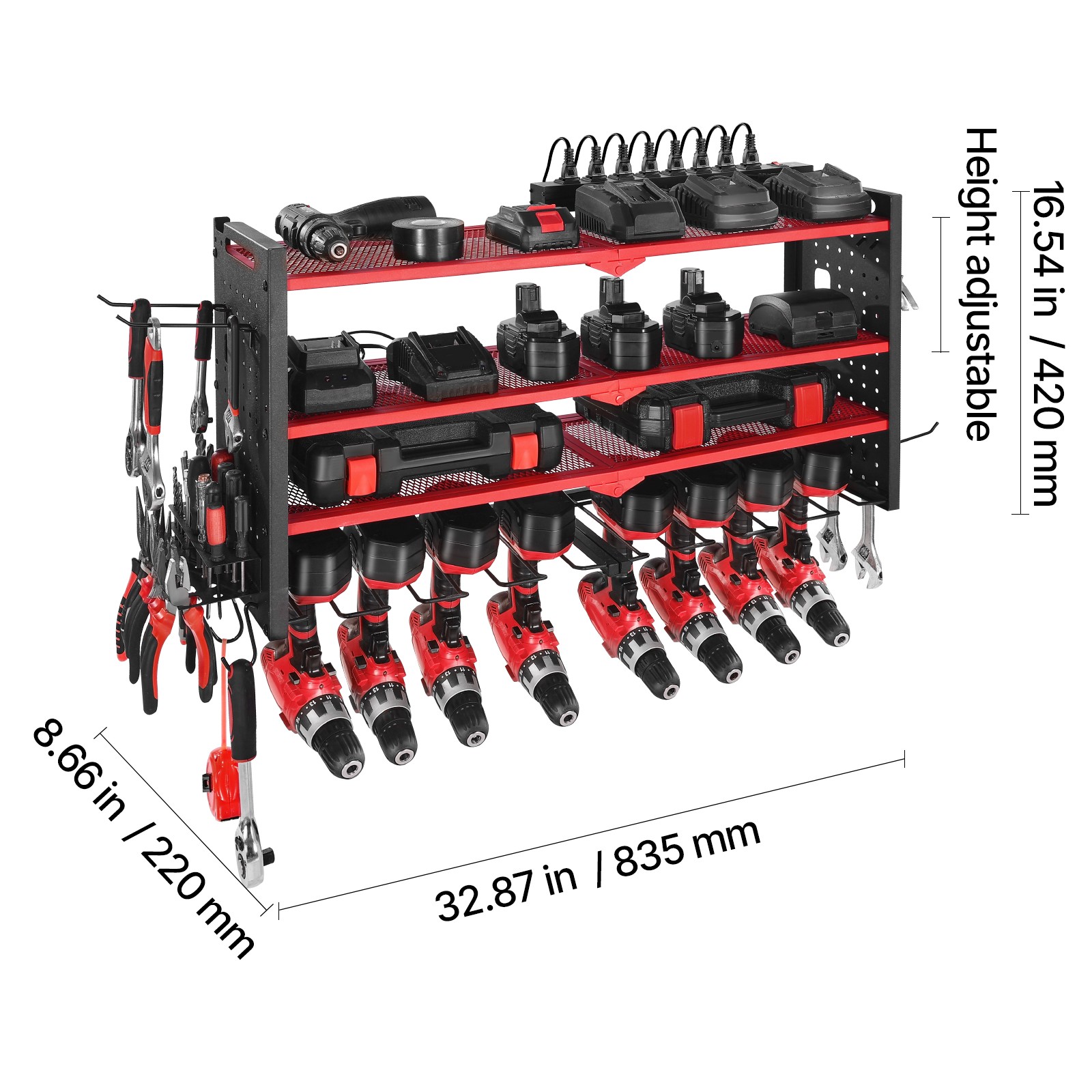 Uimoso 4-Layer Power Tool Organizer with Charging Station and Drill Storage