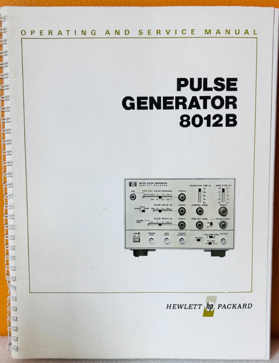 HP 08012-90004 1975 Model 8012B Pulse Generator Operating & Service Manual.