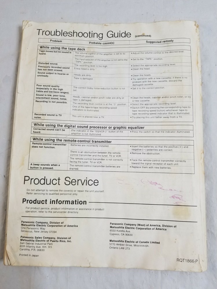 TECHNICS SD-S4400 & SD-S3400 Operating Instructions