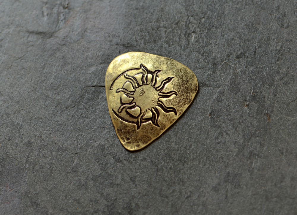 Sun and Moon playable brass guitar pick