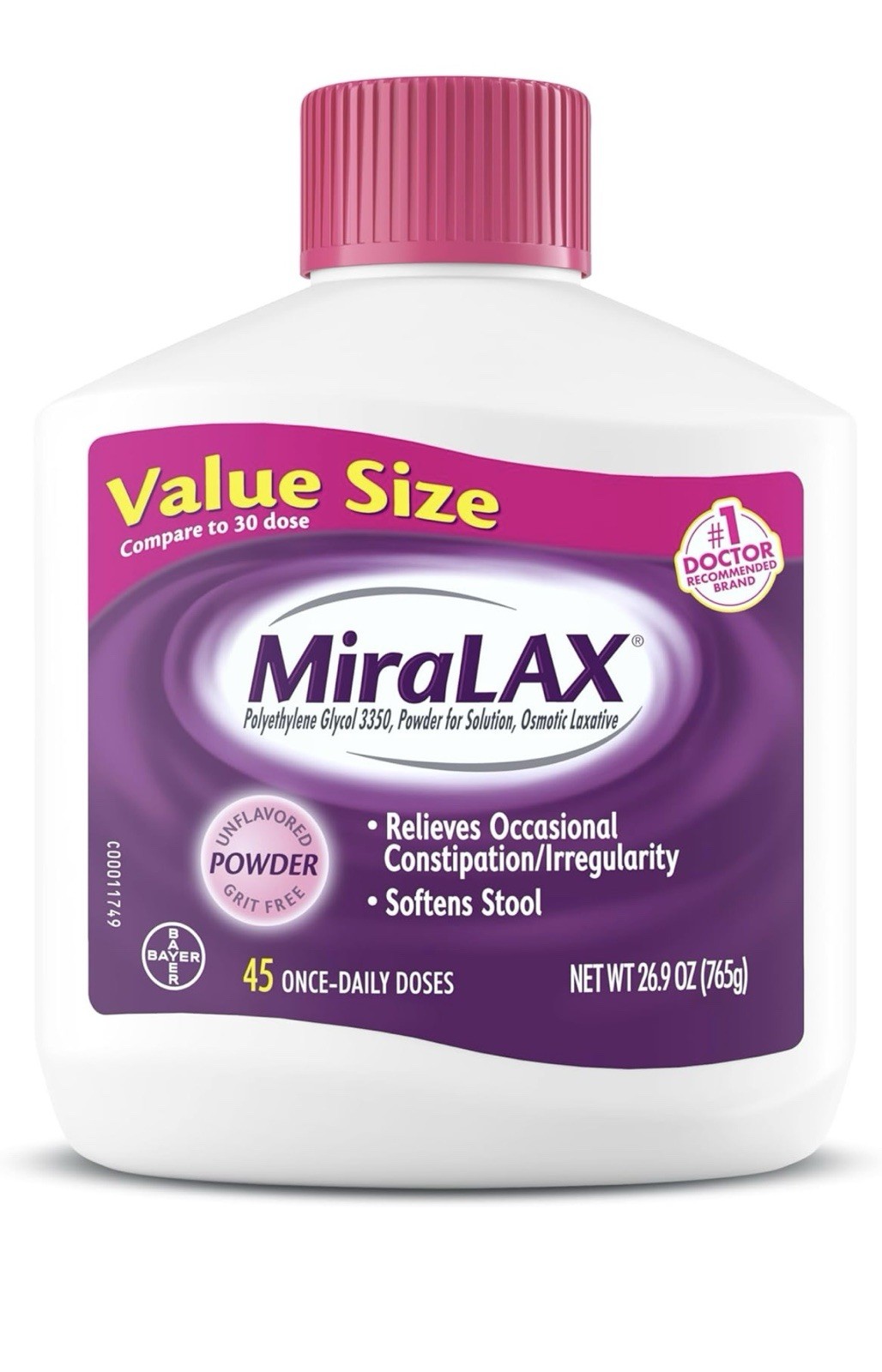 MiraLAX Gentle Constipation Relief Laxative Powder, 26.9 oz - FAST SHIPPING!