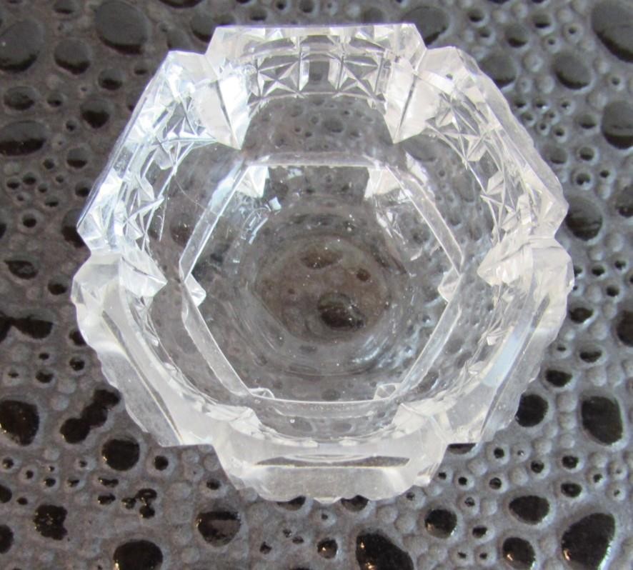 Pedestal Base Beveled Hexagon Open Salt Cellar Dip ca 1900's