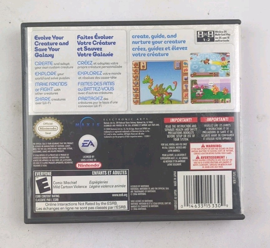 Spore Creatures Nintendo DS Case + Insert Only No Game/Manual Original Authentic