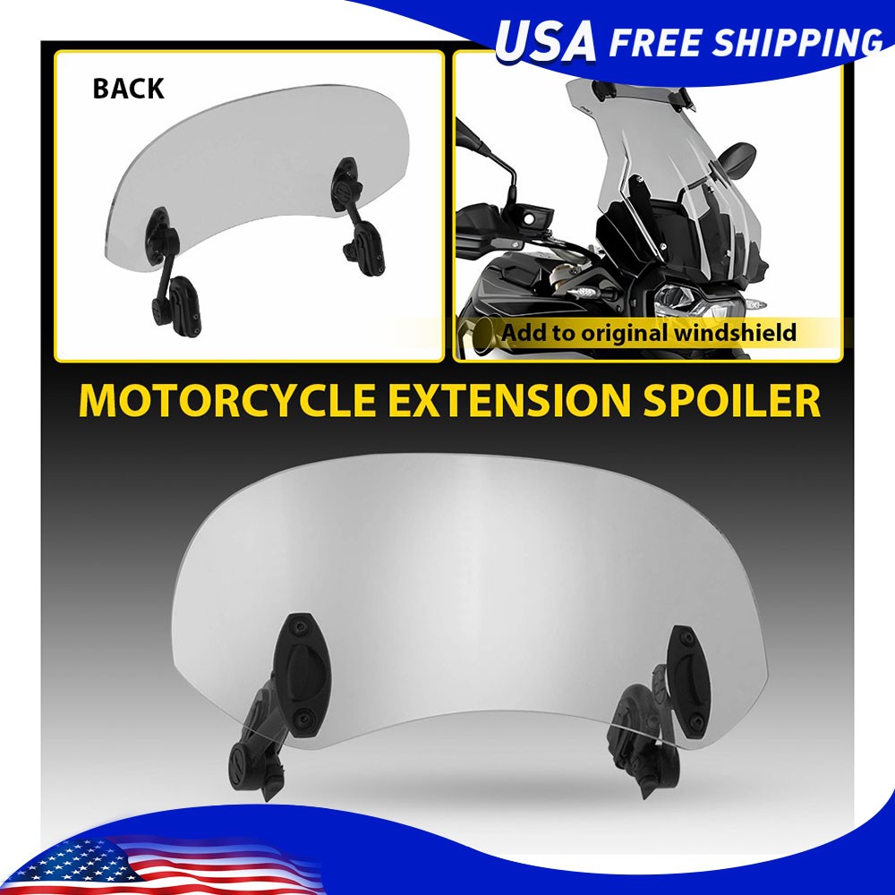 Universal Motorcycle Wind Windshield Screen Deflector Extension Spoiler Clip On