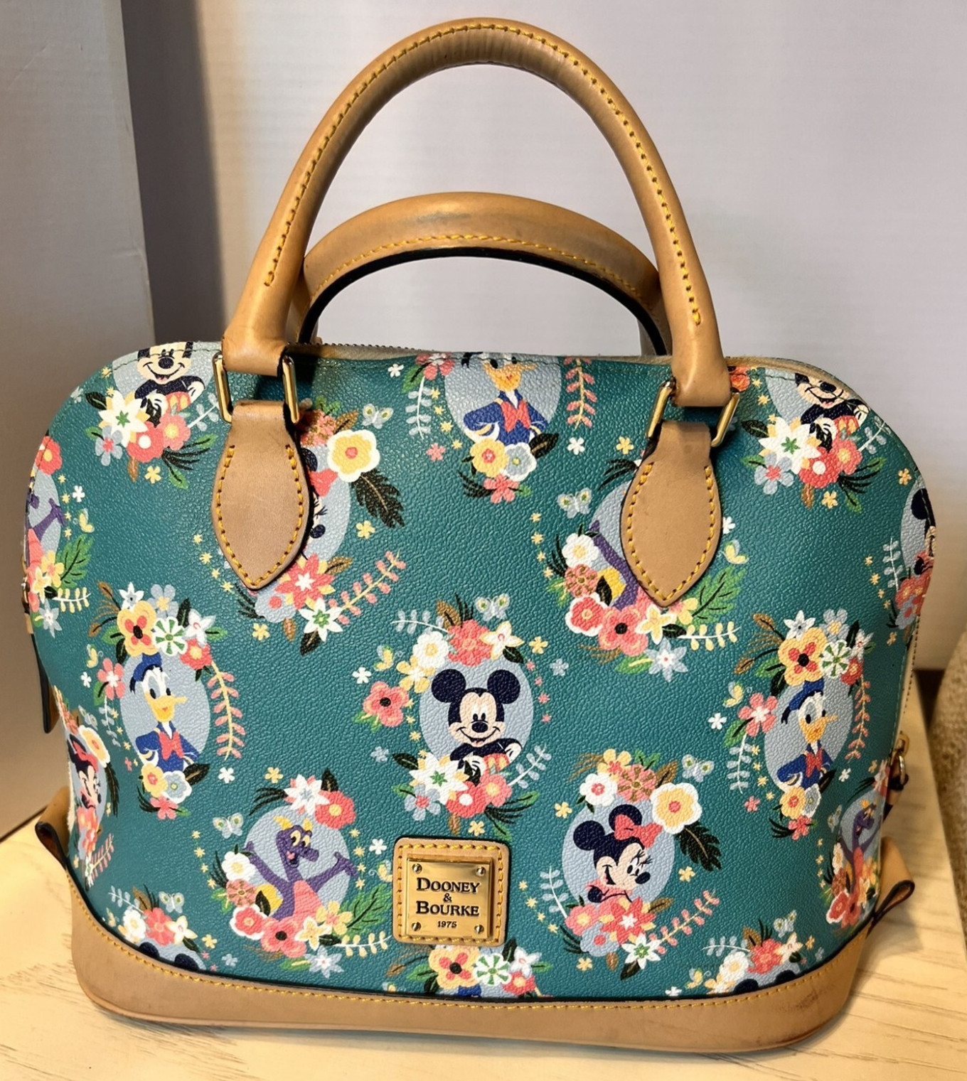 Disney Dooney & Bourke Flower & Garden Figment Satchel Purse Bag Green EUC 2014