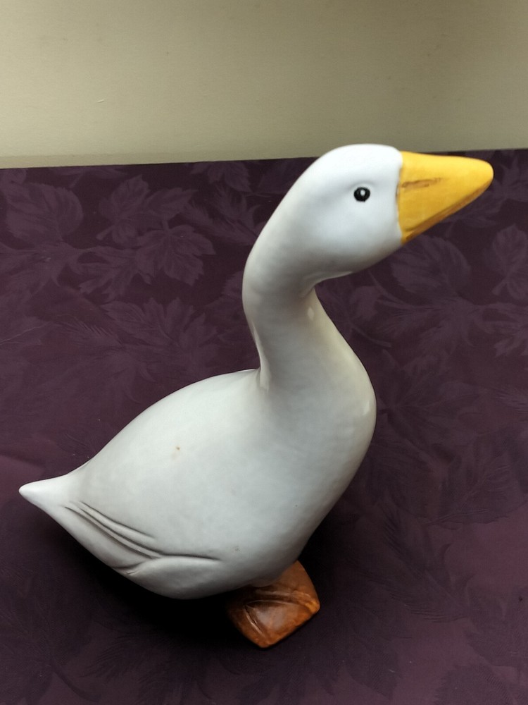 Ceramic White Goose Signed Made In Italy