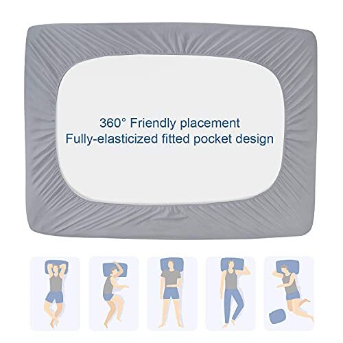 Waterproof Mattress Protector Cover Twin Size Deep Pocket Polyester Gray