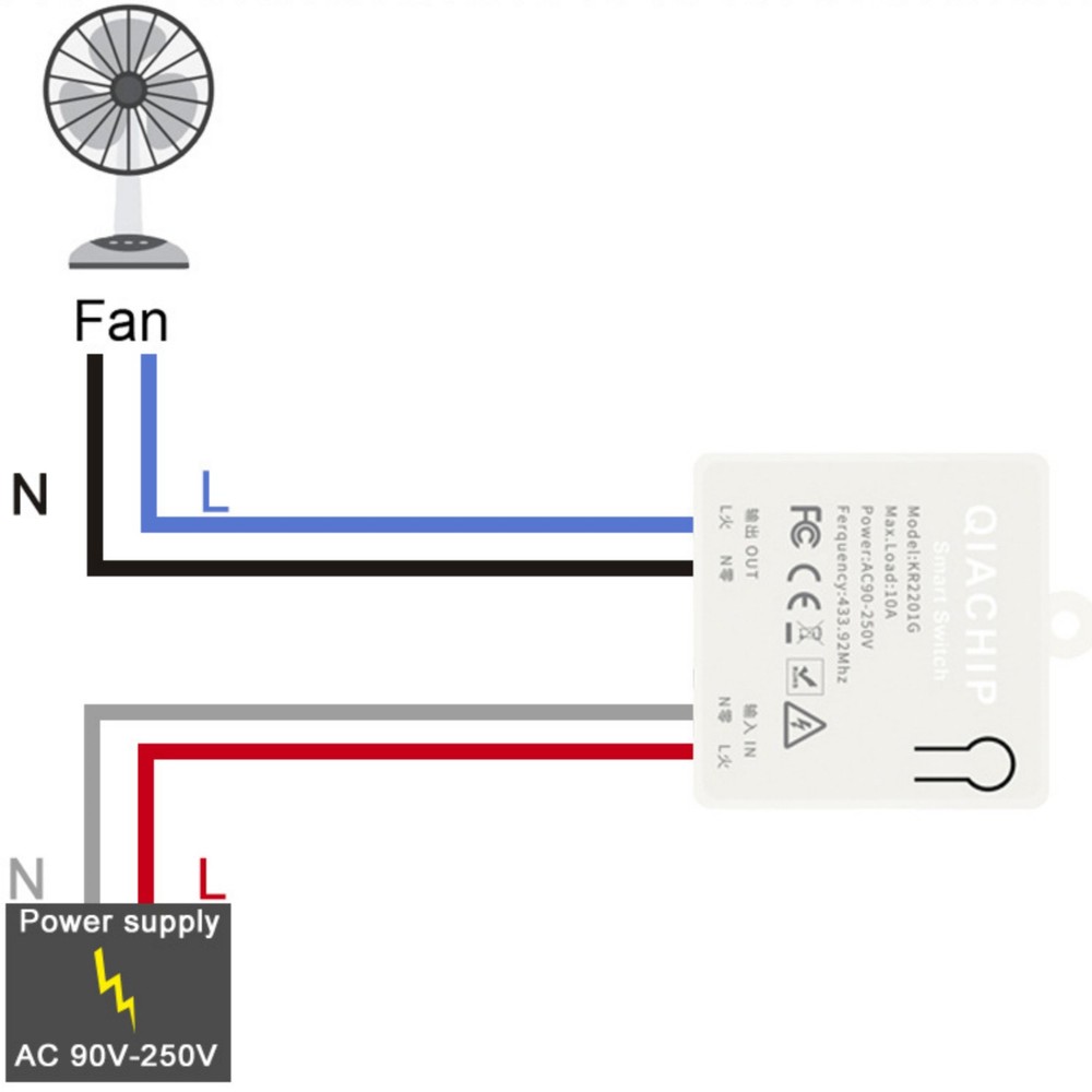 433mhz Receiver Module Wireless Light Switch No Wiring Long Distance Remote
