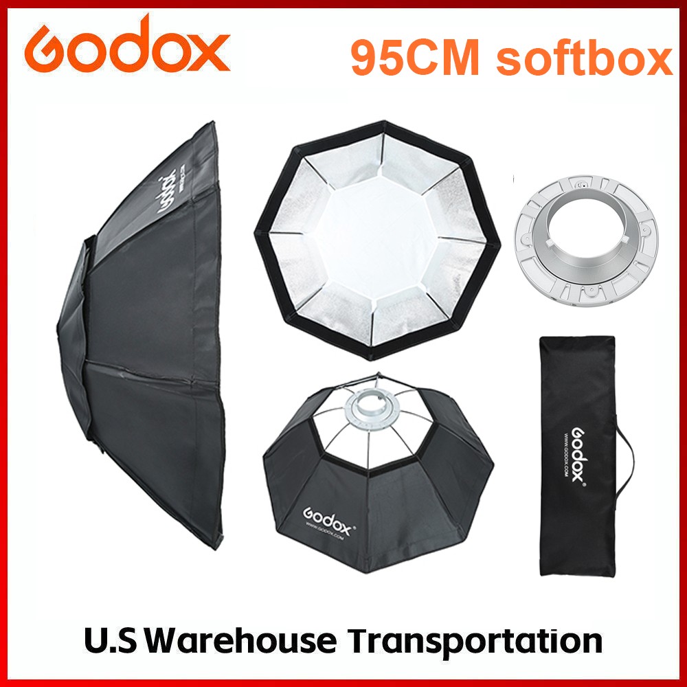 Godox Octagon Softbox 37" 95cm Bowens Mount and Honeycomb Softbox for Monolight