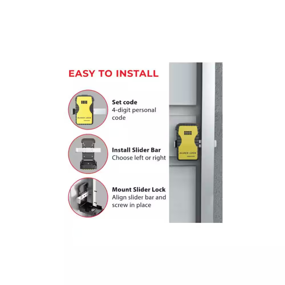 Keyless Garage Door Slider Lock, Yellow