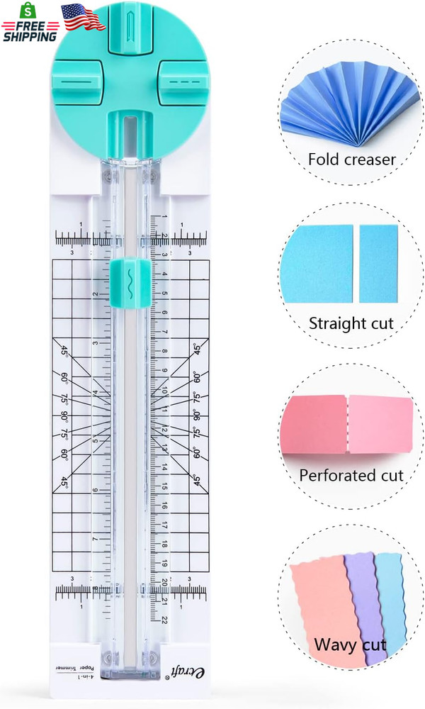 Multi-Function Paper Trimmer Cutter 4 Blades Straight Wave Dotted Perforated