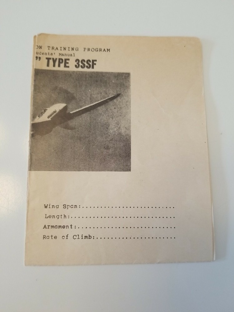 WW2 Recognition Training Program Japanese TONY Identification Paper TYPE 3SSF