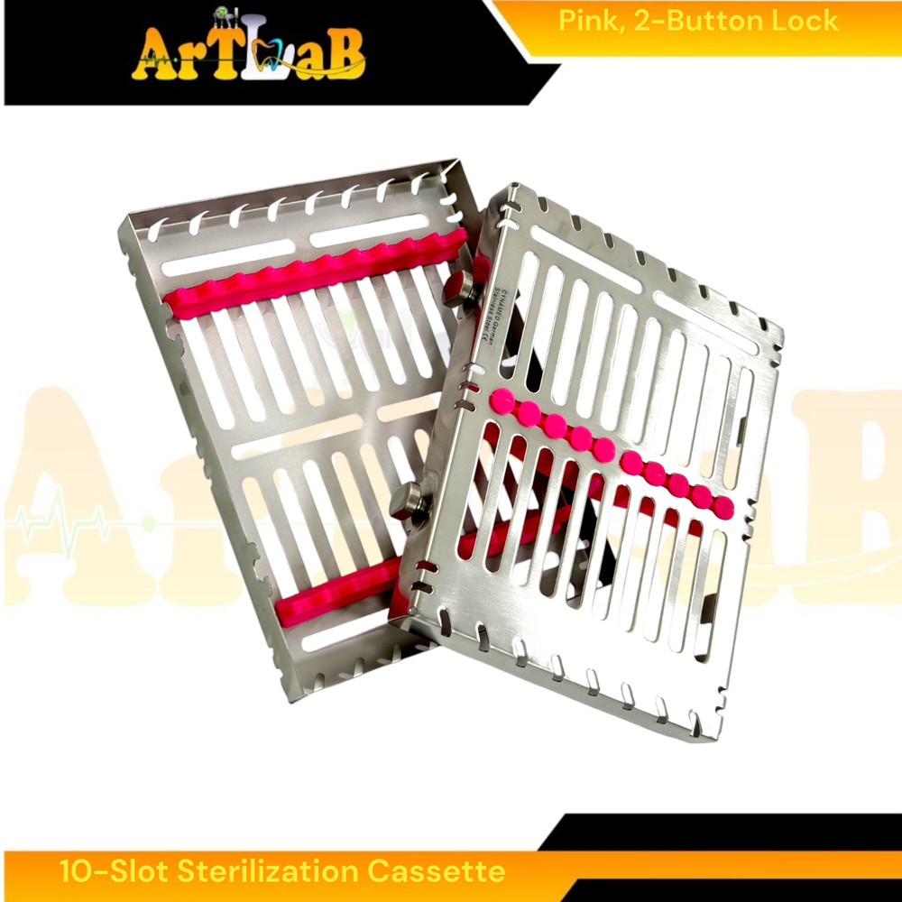 2pcs Sterilization Rack Box with Detachable Lids & Button Locks, 10 Slot Each