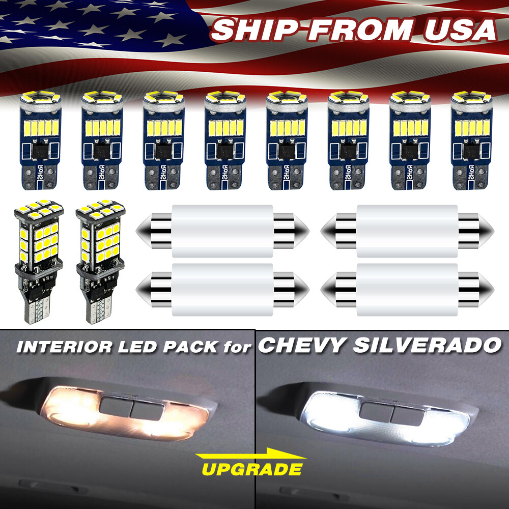 LED Light Kit Map Dome for Chevy Silverado 1999-2006 Interior Package 14pc White