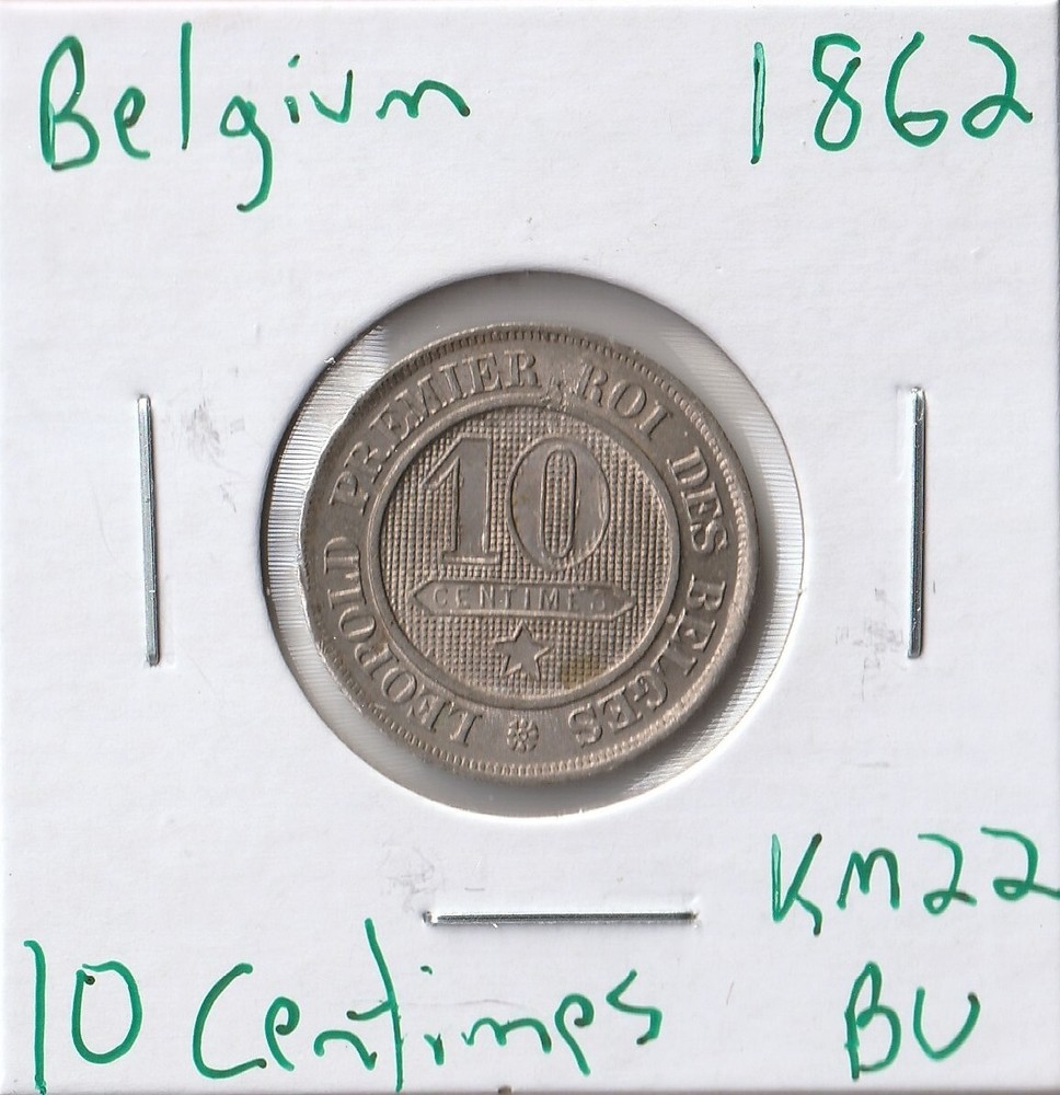 Coin Belgium 10 Centimes 1862 KM22