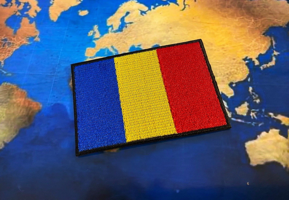 ROMANIA Embroidered Flag Iron on Sew on Patch
