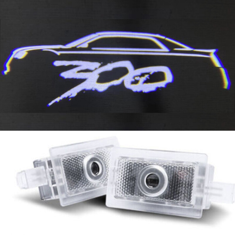 New 2x White Car LED Door Shadow Projector Lights HD For Chrysler 300 2005-2021