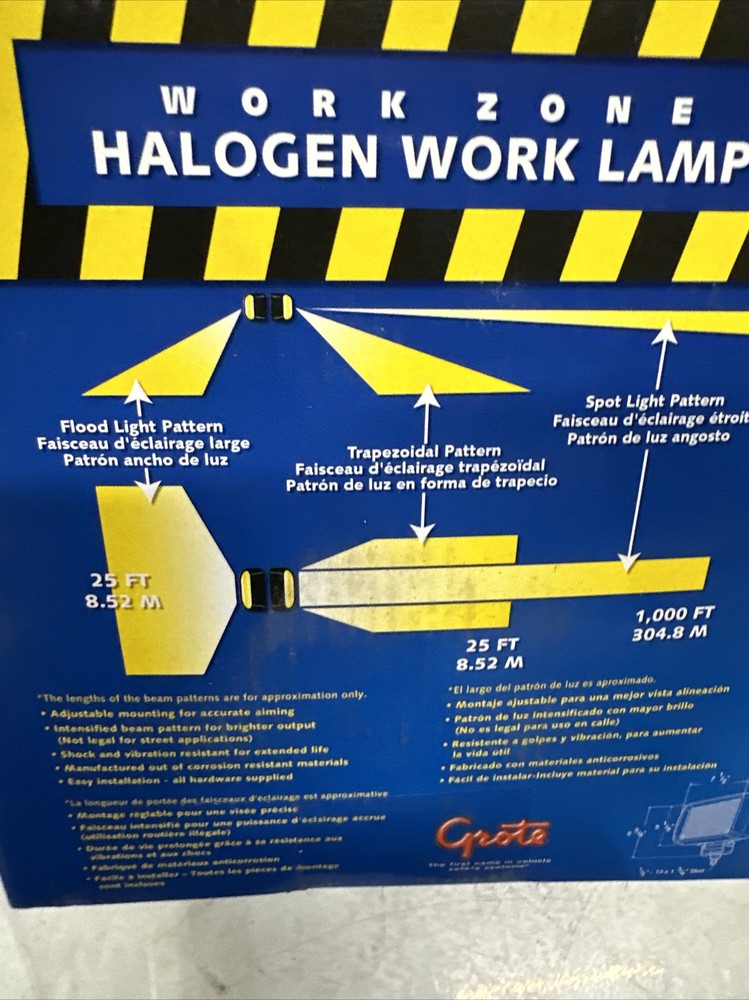 GROTE 63211-5 4″ x 6″ Rectangular Rubber Work Lamp, Flood, Retail Pack