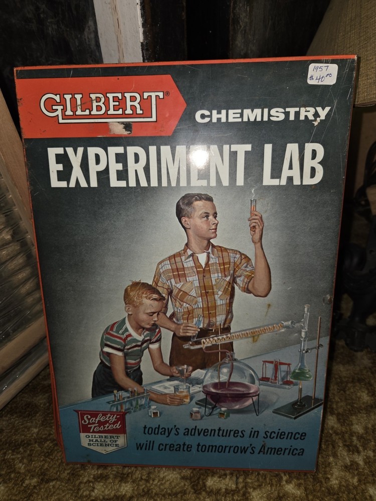 Gilbert Chemistry Experiment Lab Set 1956 with Chemicals & Instructions