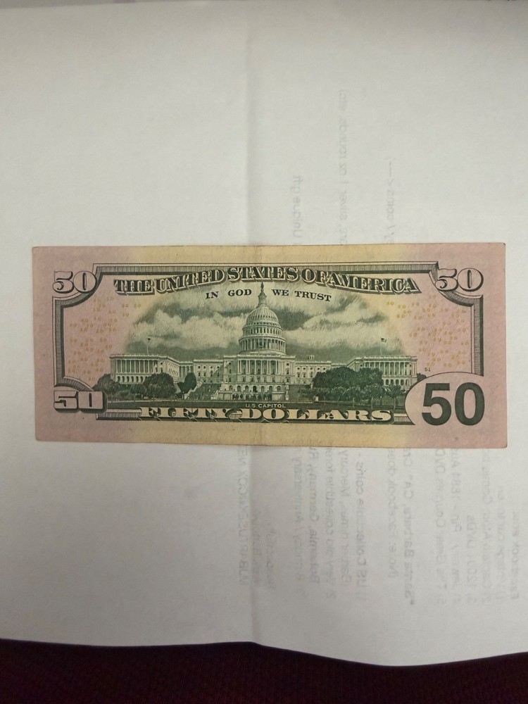 $50 Bill - Trinary - MB 93333377 B (one digit off a binary note)