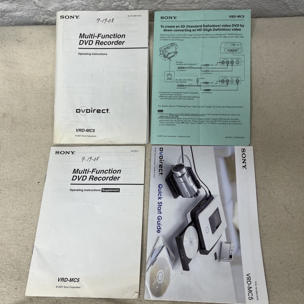 Sony DVD Recorder VRD-MC5 Multi-Function Bundle DVD-R Tested
