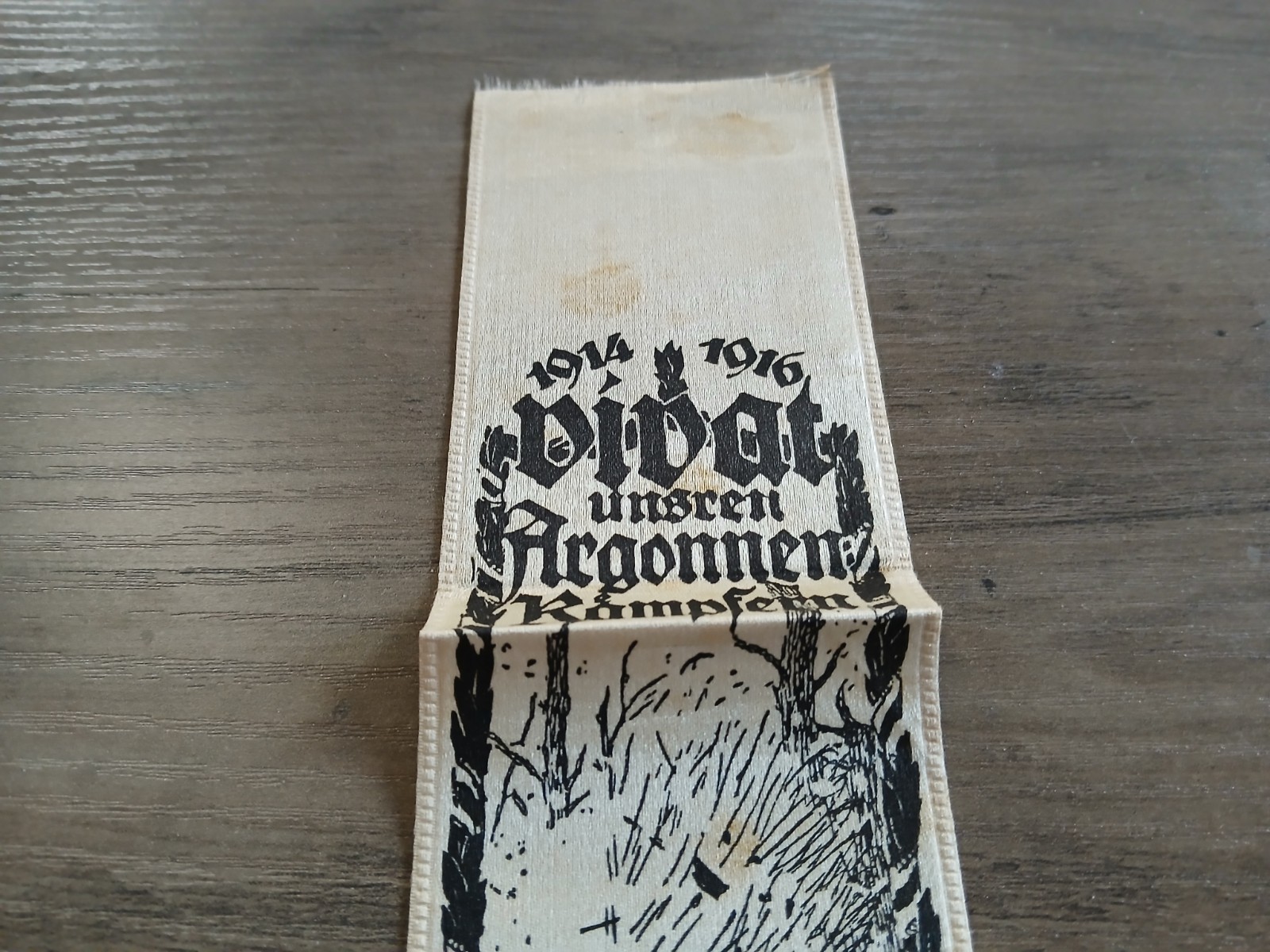 1914-1916 WWI World War 1 German Vivat Silk Fund Raising Ribbon Military Soldier