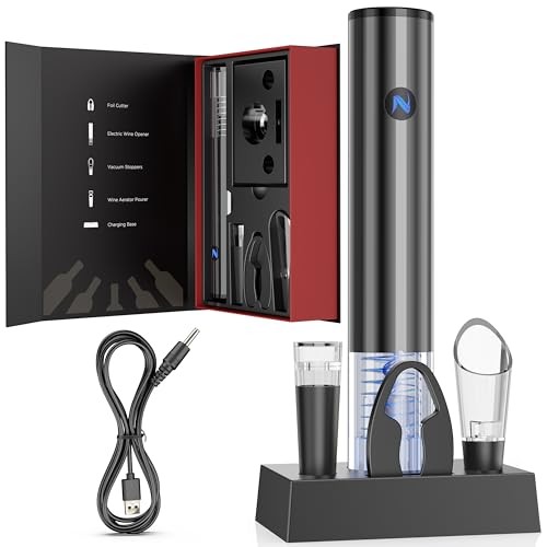 Electric Wine Opener, Single Button for Effortless Opening, with Charging Base