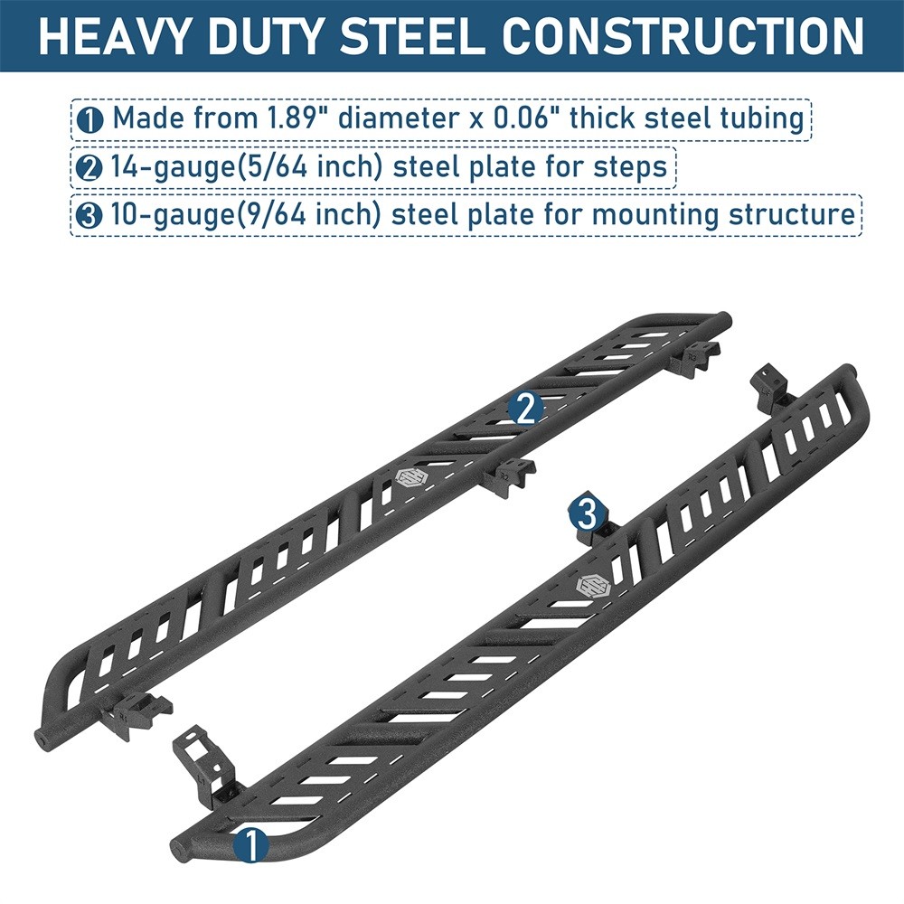 Pair Steel Nerf Side Step Bars Fit Toyota Tundra 2007-2021 Crew Cab 4-Door