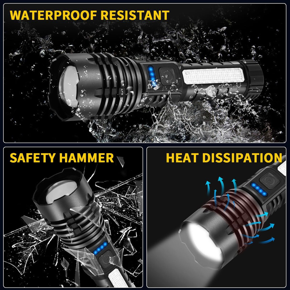 Rechargeable Flashlights High Lumens, 7Mode Super Bright Flashlight Camping, Adj