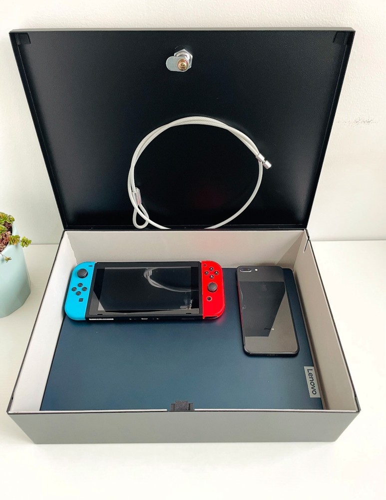 Large Portable Steel Safe Box w/ Combination Lock & Security Cable.