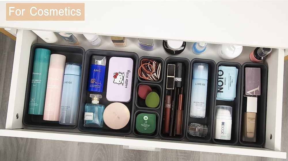 69PCS Large Plastic Drawer Organizer, 5 Sizes Versatile Desk Drawer Organizer...