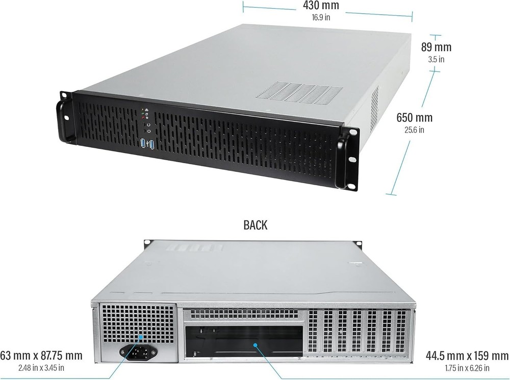 2U Server Chassis Rackmount Case, E-ATX Compatible