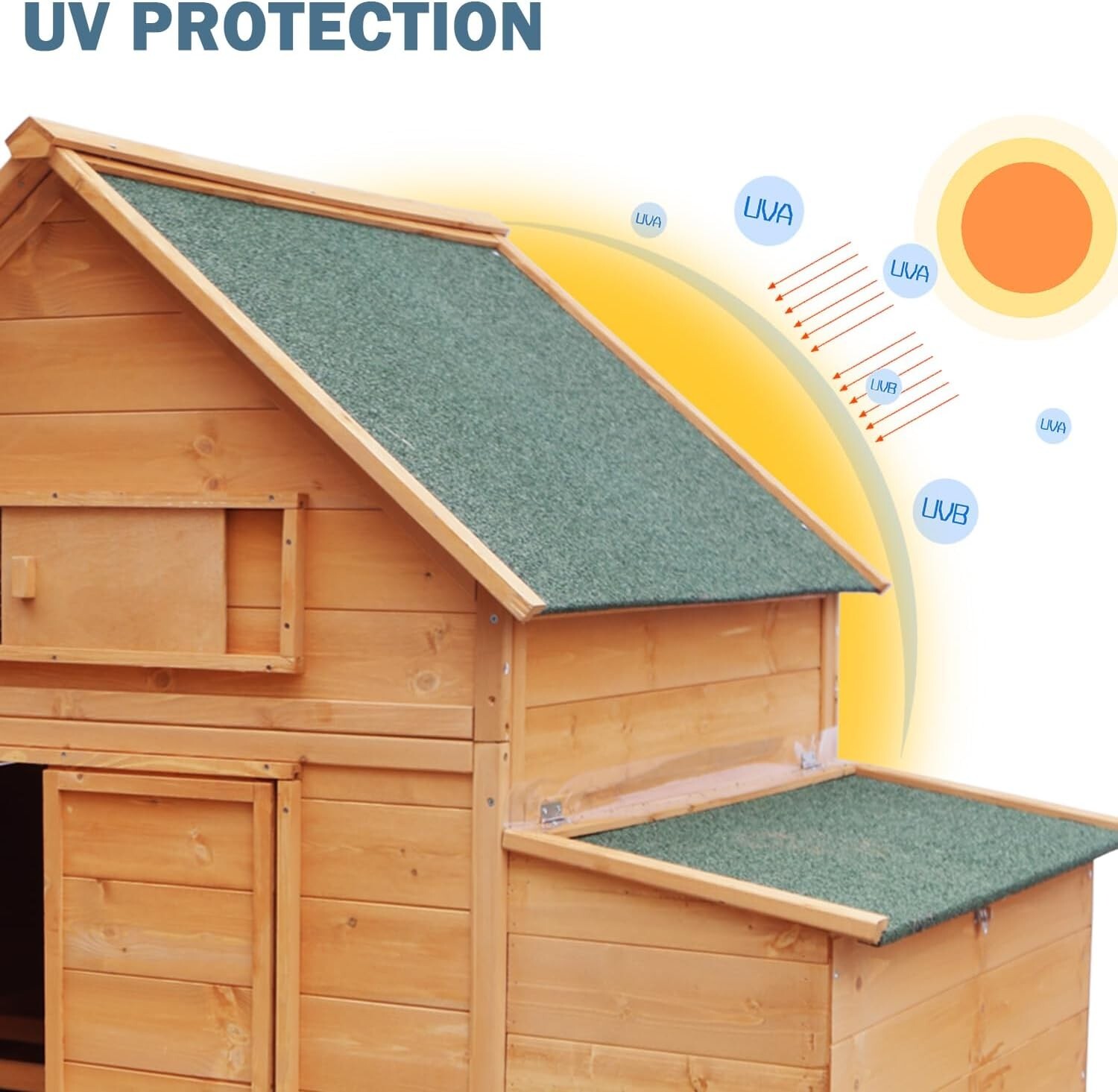 Wooden Chicken Coop Mobile Hen House Poultry cage w/Wheels&Two Nest Boxes Yard