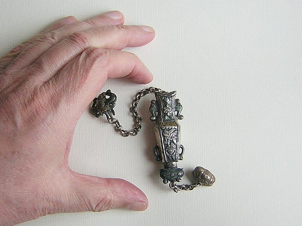 Antique Chinese enameled needle case - (2394)