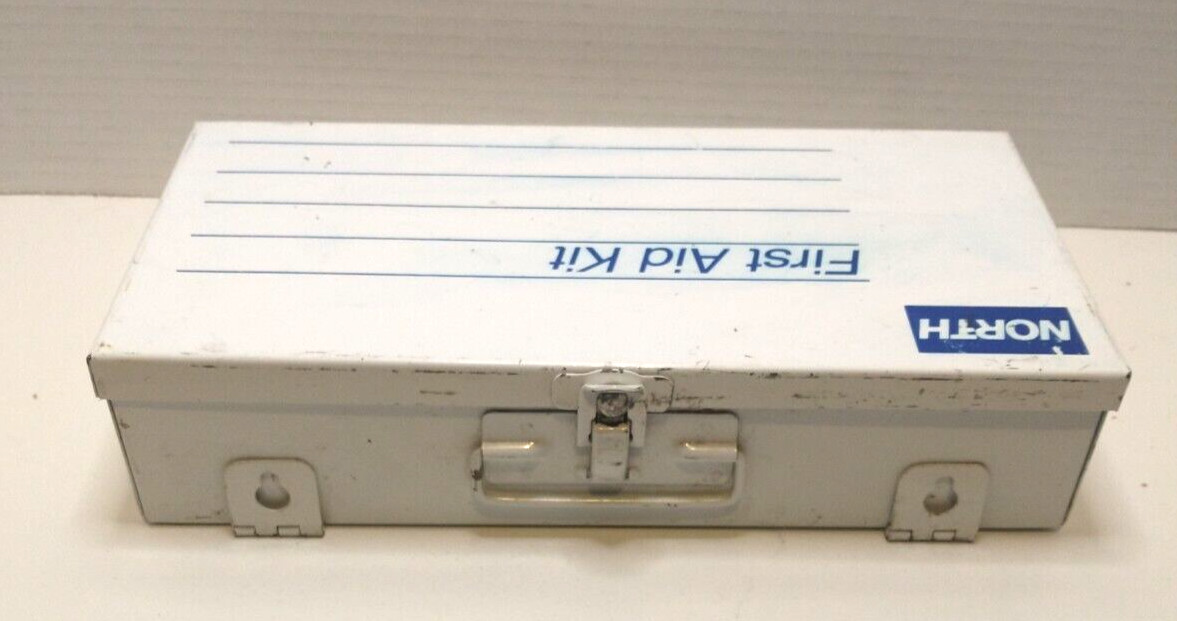 Vintage - North First Aid Kit - Metal Storage with Contents and 1st Aid Guide