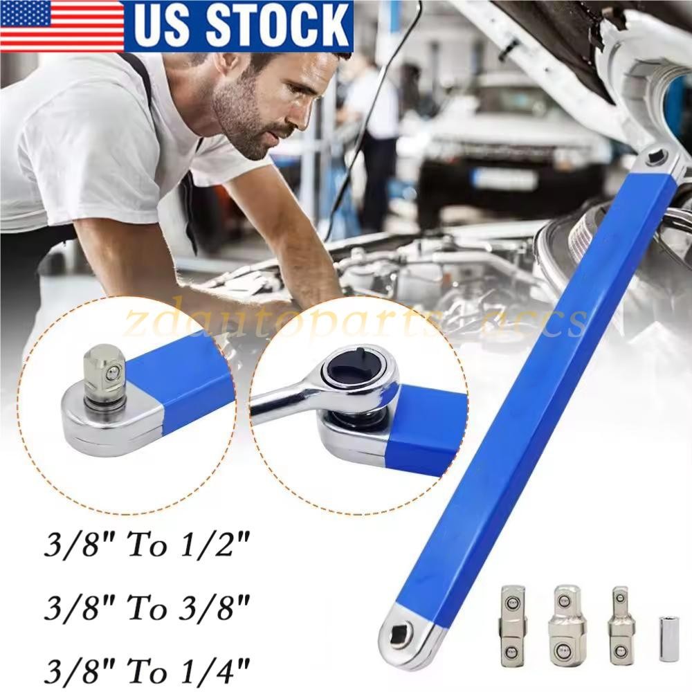 Multifunctional Car Offset Extension Wrench with 4 Adapters, Dual-purpose Socket