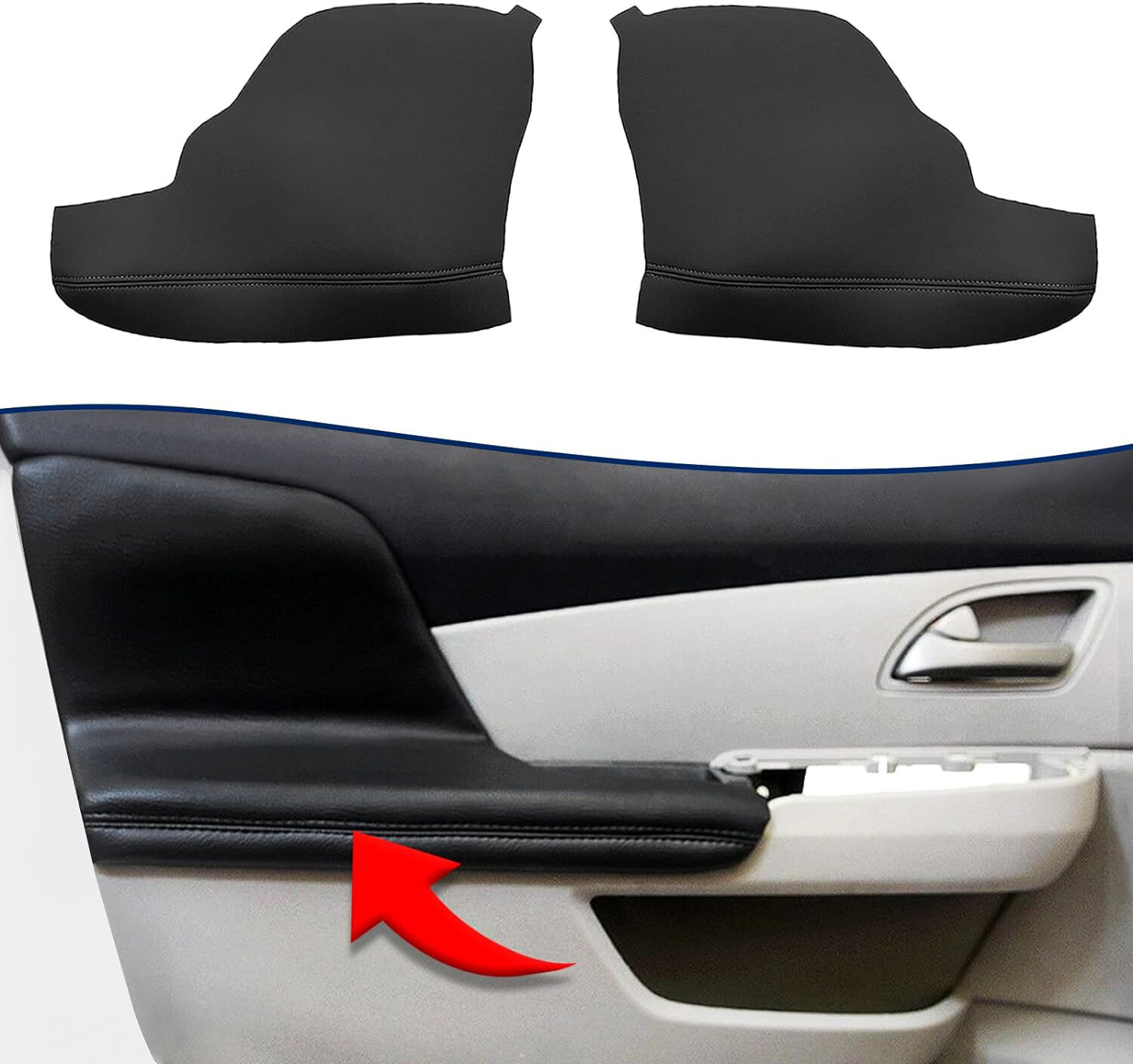 Pair Fits 2011-2016 2017 Honda Odyssey Door Panel Armrest Vinyl Cover Trim Black