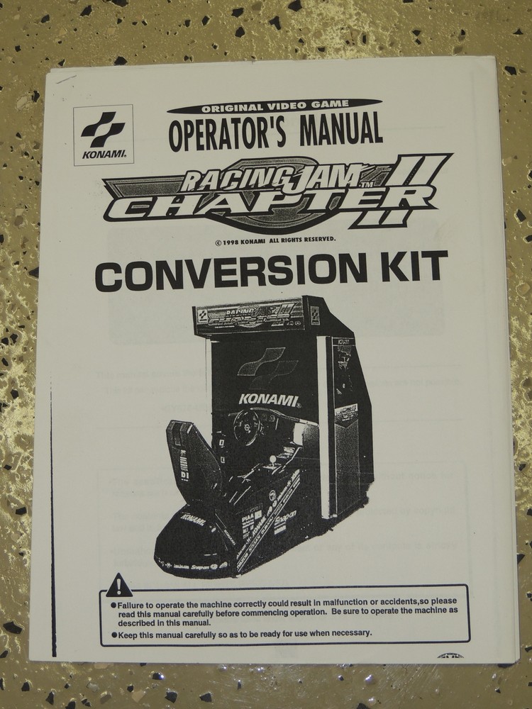 Konami Racing Jam Chapter II Arcade Game Conversion Kit Manual