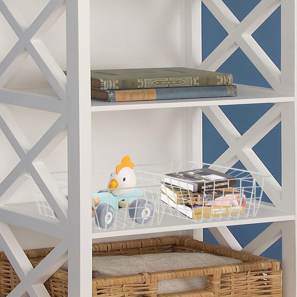 4 Pack Deep Freezer Organizer Bins Stackable Wire Basket for Organizing White