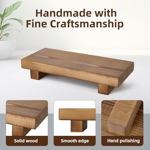 Wood Riser Soap Stand, Wooden Tray for Bathroom Counter, Kitchen Sink Brown